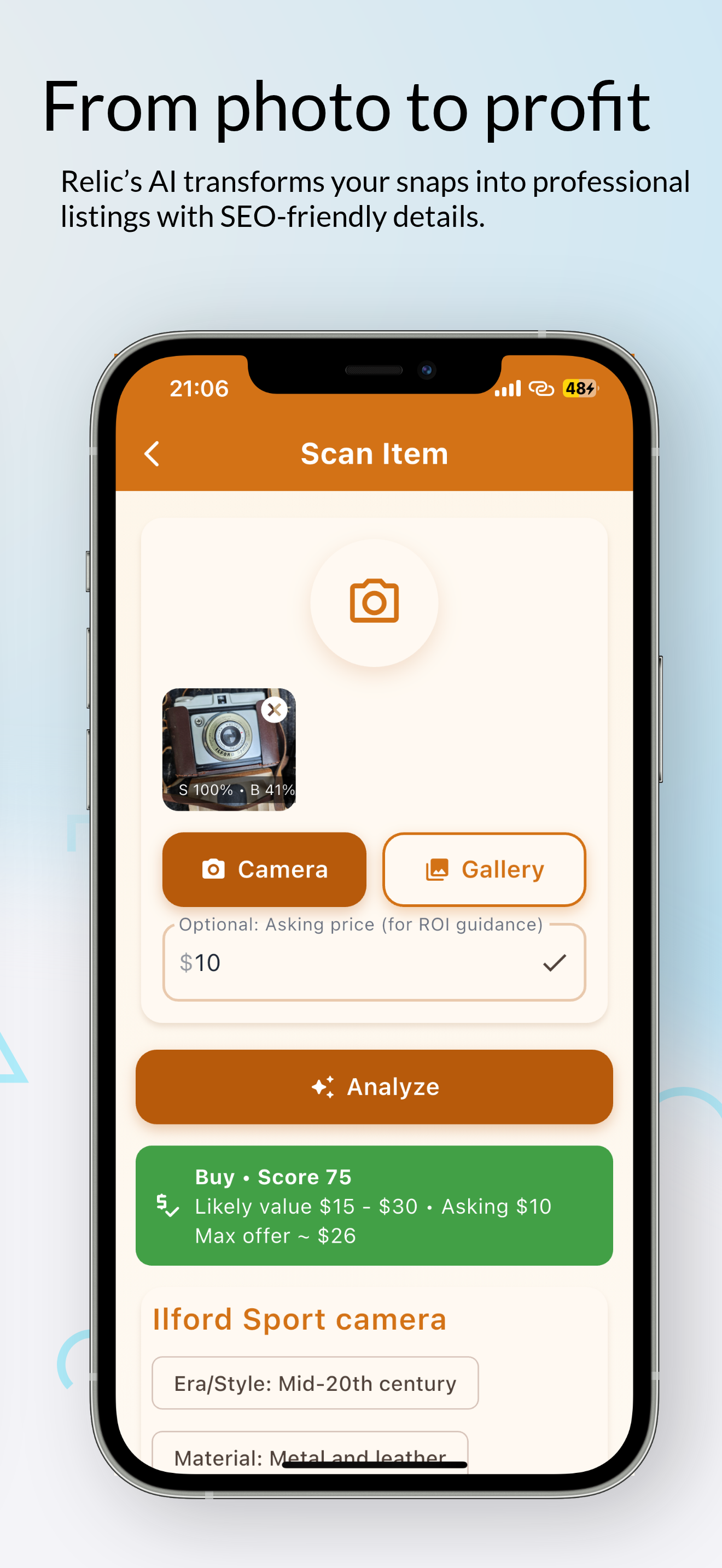 RelicTrift Home Dashboard
